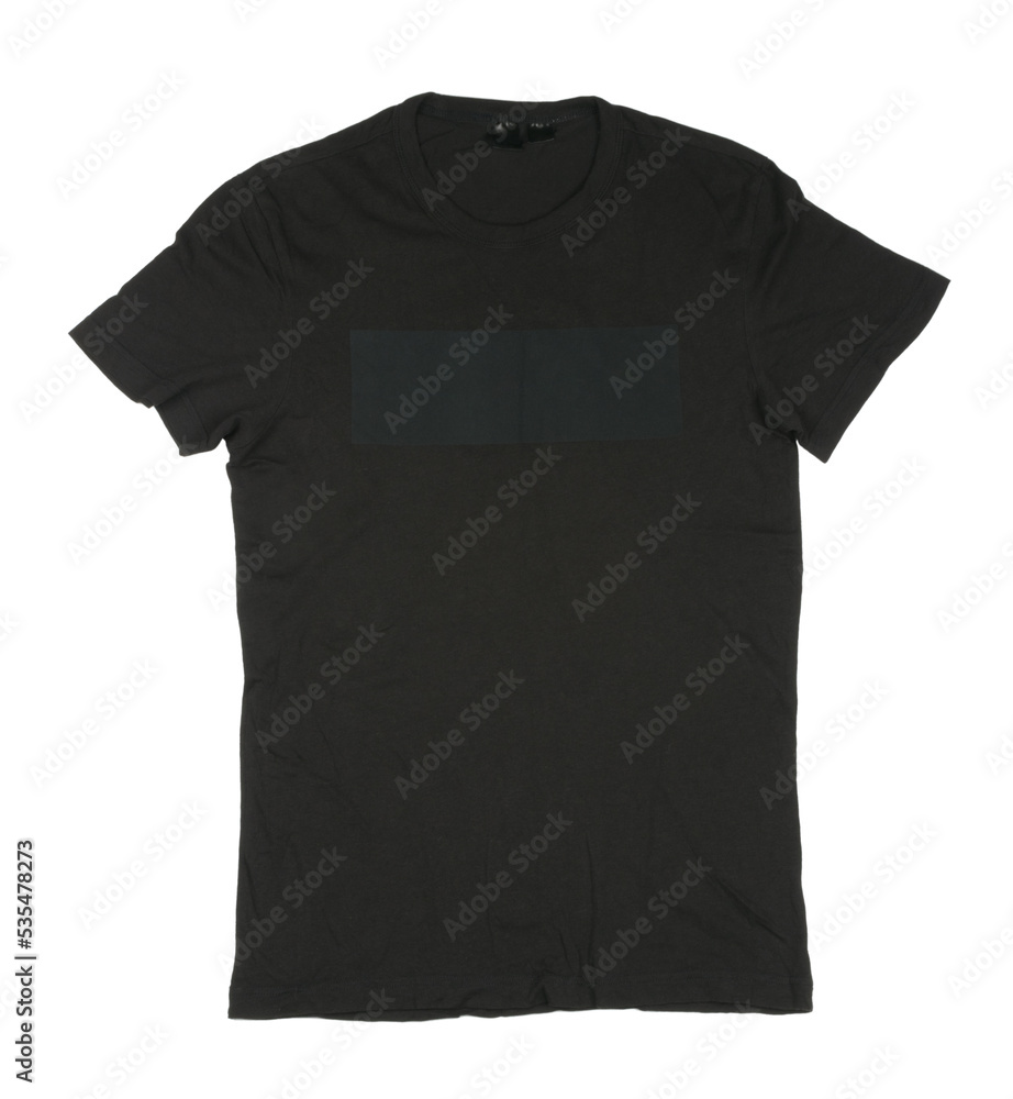 Black t-shirt, clothes on isolated white background clipping path