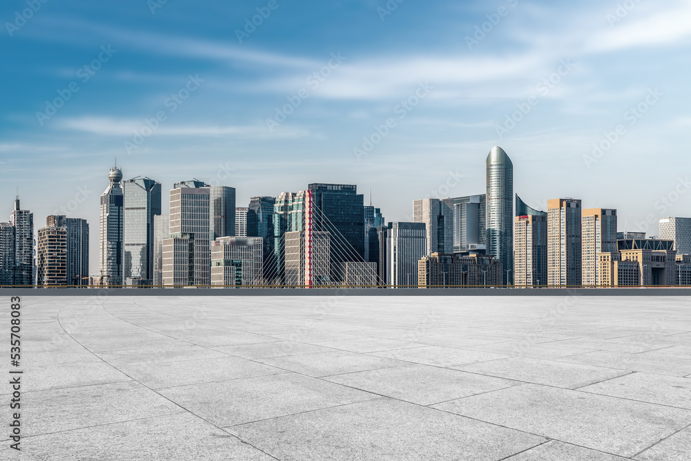 Square and modern city buildings landscape skyline