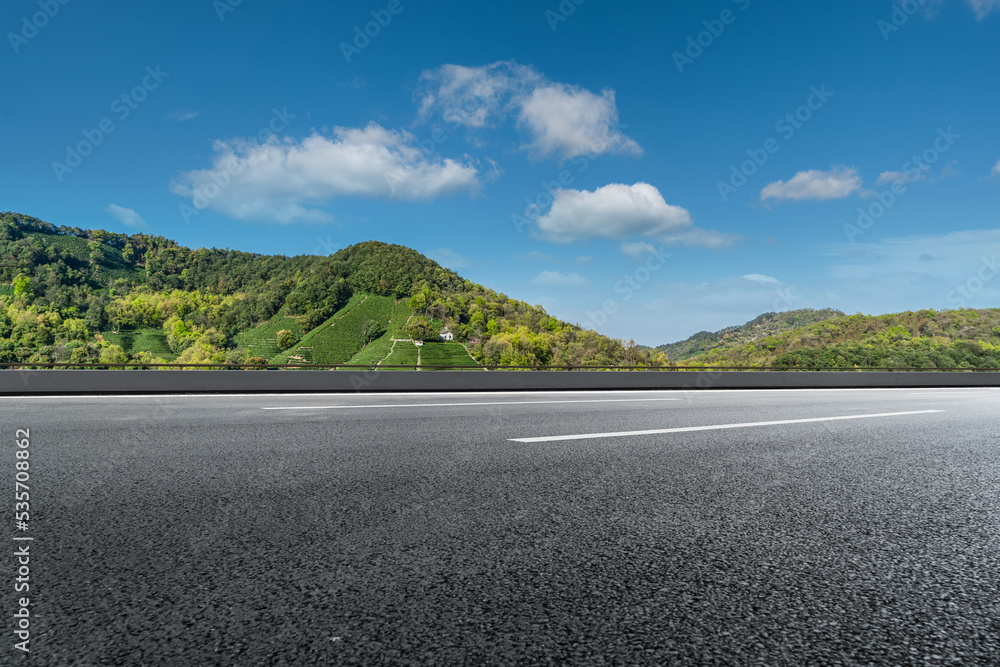 Road and modern city buildings landscape skyline