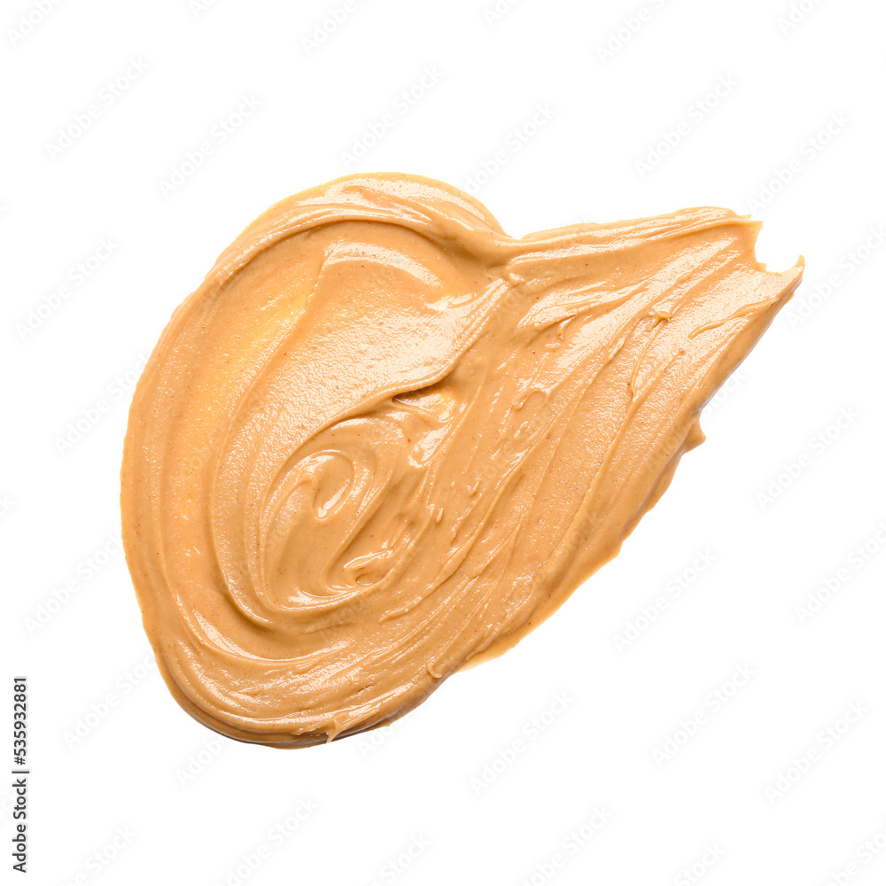 Sample of nut butter on white background