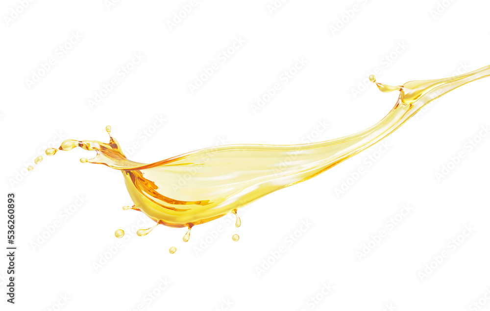 Liquid Oil or Cosmetic essence splash isolated on white background, 3d illustration with Clipping pa