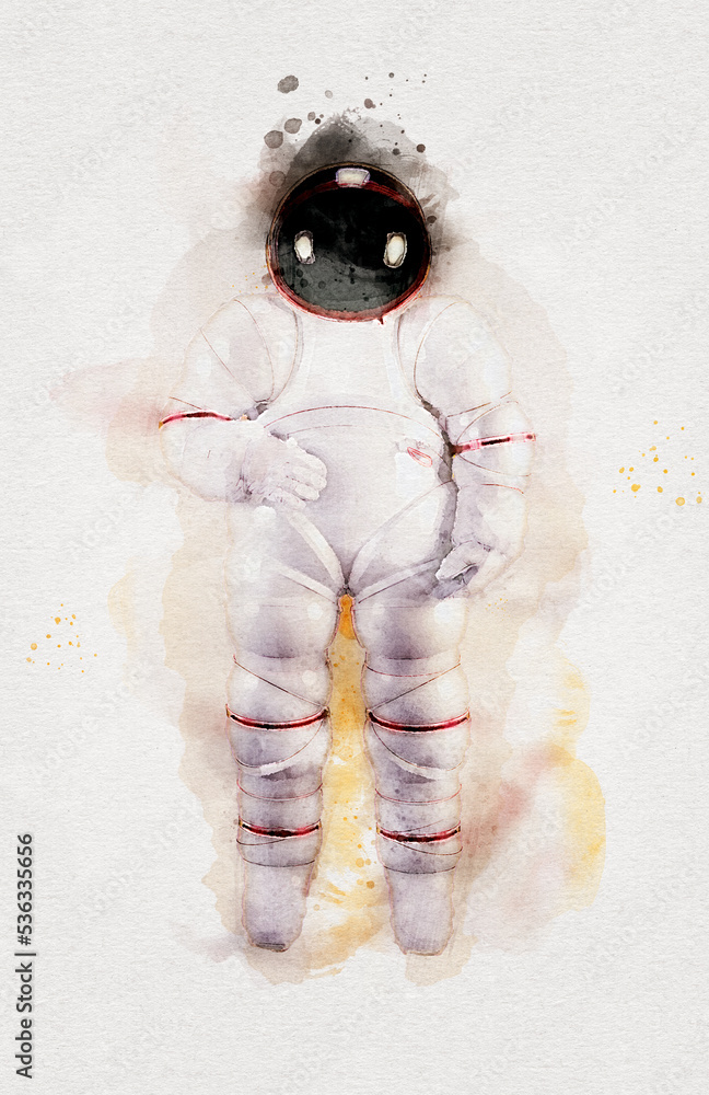 Space suits isolated on yellow background. Elements of this image furnished by NASA.