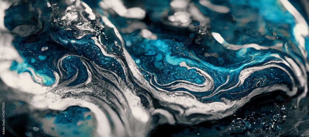 Spectacular image of blue liquid ink churning together , with a realistic texture and great quality.