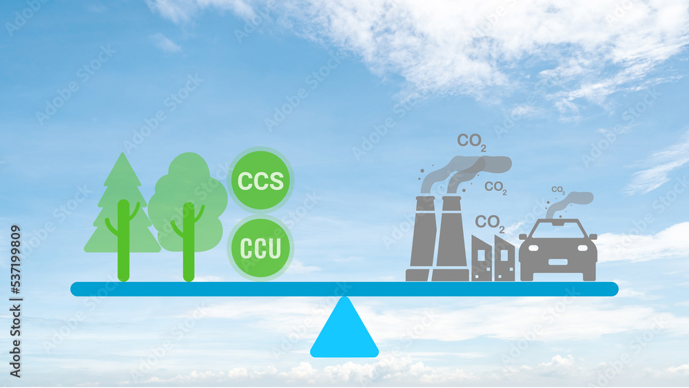 碳中和概念。二氧化碳减排。二氧化碳气体排放与吸收的碳平衡