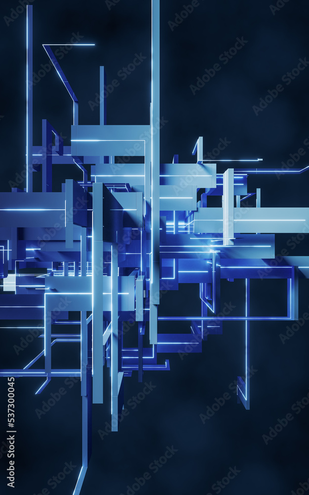 Science and technology line structure, 3d rendering.