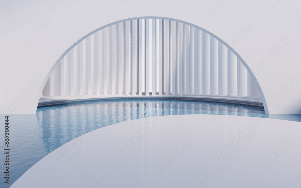 Water surface with creative geometric structure, 3d rendering.