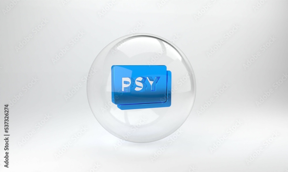 Blue Psychology icon isolated on grey background. Psi symbol. Mental health concept, psychoanalysis 