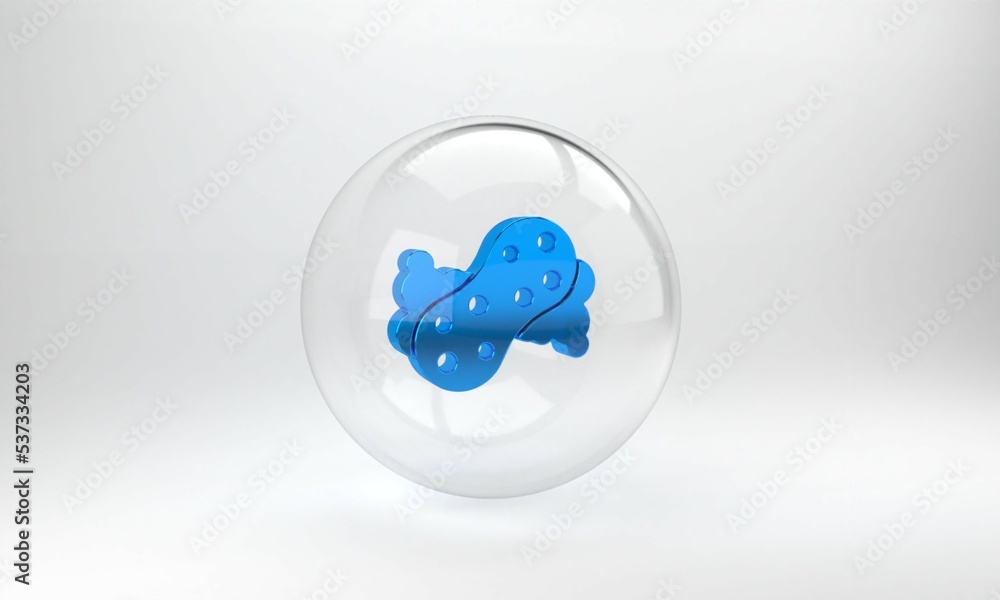 Blue Sponge with bubbles icon isolated on grey background. Wisp of bast for washing dishes. Cleaning