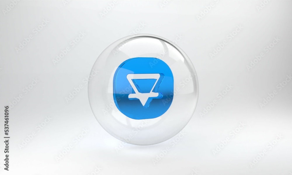 Blue Earth element of the symbol alchemy icon isolated on grey background. Basic mystic elements. Gl