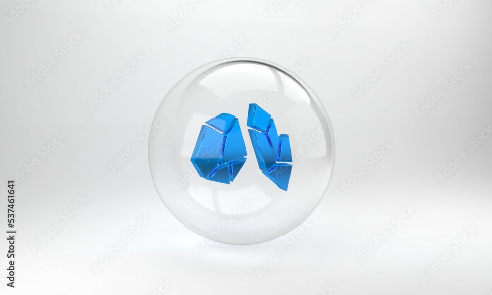 Blue Magic stone icon isolated on grey background. Fantasy crystal. Jewelry gem for game. Glass circ