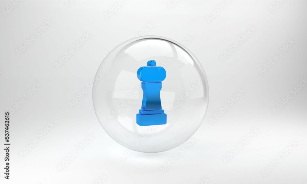 Blue Pepper icon isolated on grey background. Cooking spices. Glass circle button. 3D render illustr