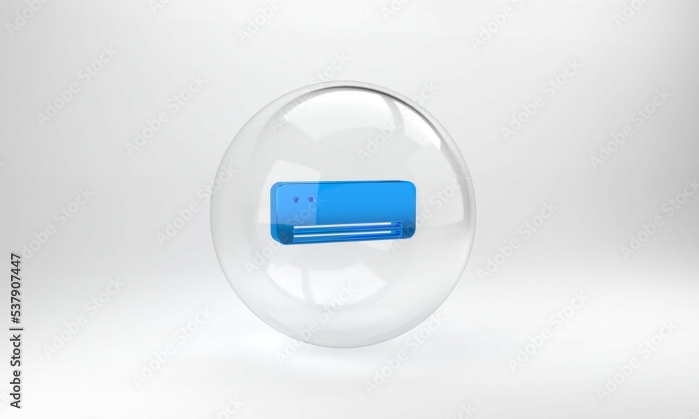 Blue Air conditioner icon isolated on grey background. Split system air conditioning. Cool and cold 