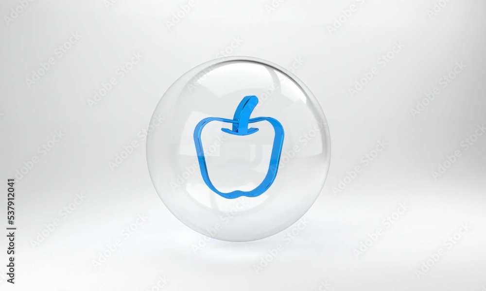 Blue Apple icon isolated on grey background. Excess weight. Healthy diet menu. Fitness diet apple. G