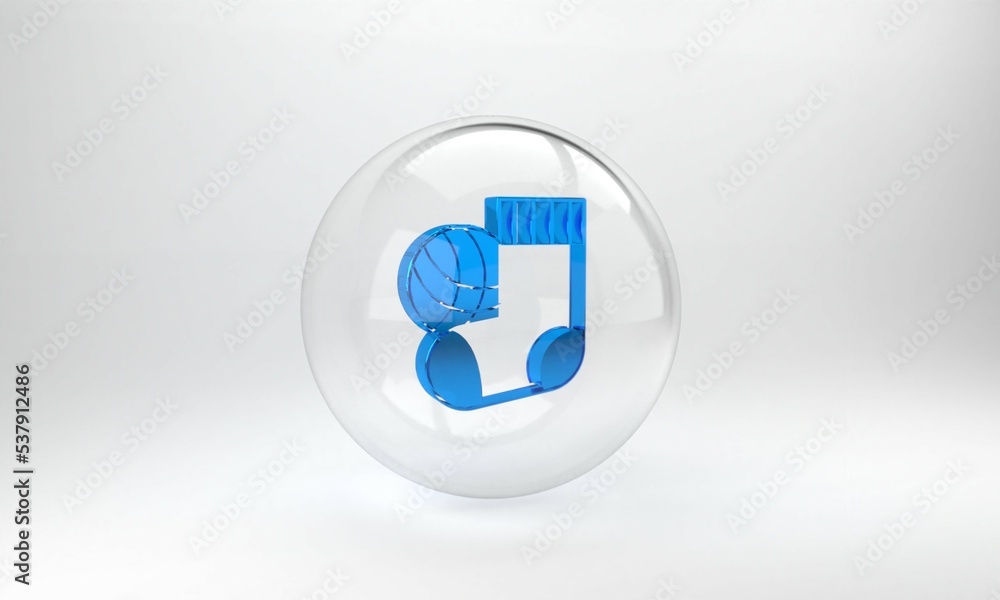 Blue Socks icon isolated on grey background. Glass circle button. 3D render illustration