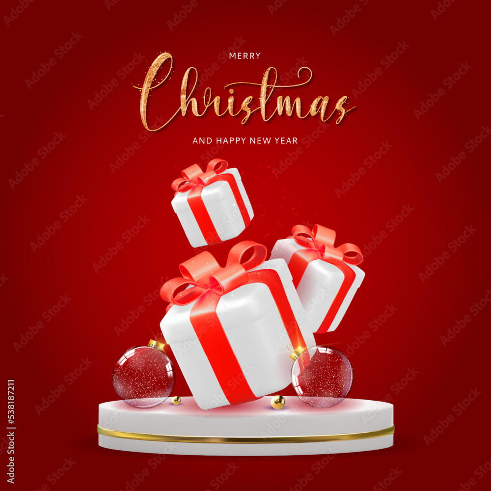 Christmas Holiday Party Background. Happy New Year and Merry Christmas Poster Template. Vector Illus