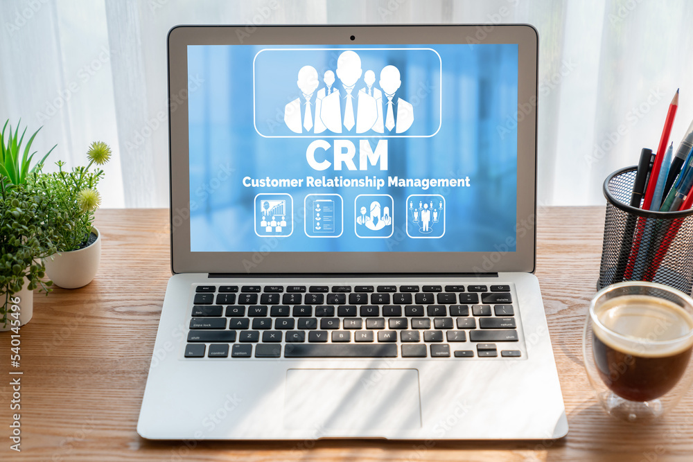 Customer relationship management system on modish computer for CRM business and enterprise