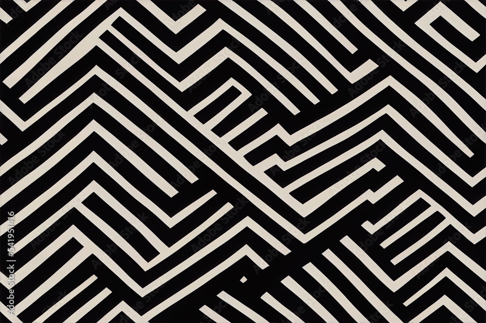 Seamless black and white pattern with waves. Minimalistic design