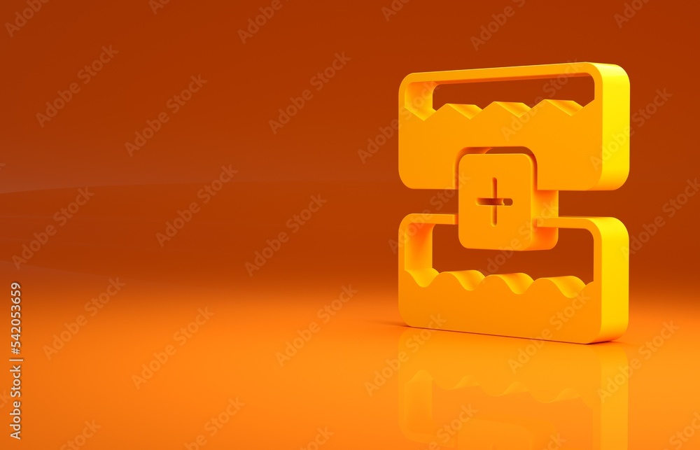 Yellow Music wave equalizer icon isolated on orange background. Sound wave. Audio digital equalizer 