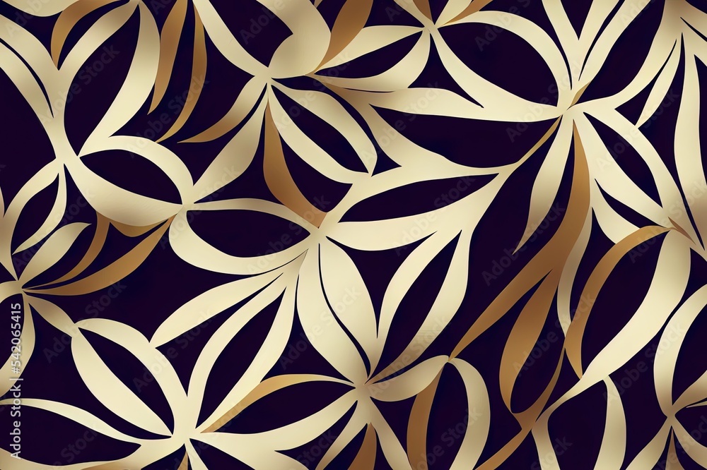 Digital seamless pattern with graphic leaves. Elegant design for fabric, textile, wallpaper and pack