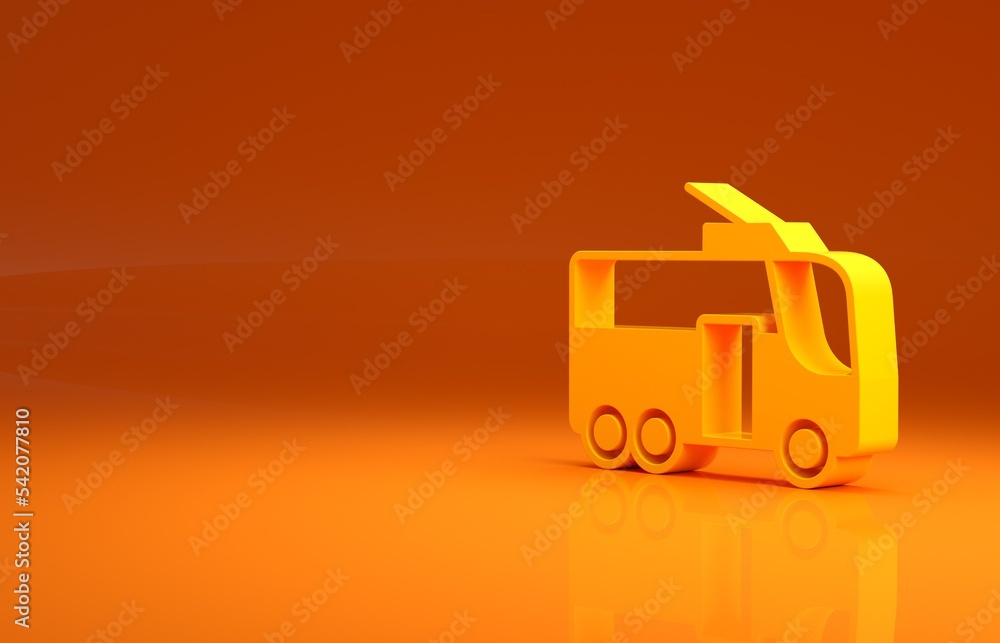 Yellow Trolleybus icon isolated on orange background. Public transportation symbol. Minimalism conce