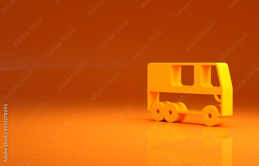 Yellow Bus icon isolated on orange background. Transportation concept. Bus tour transport. Tourism o