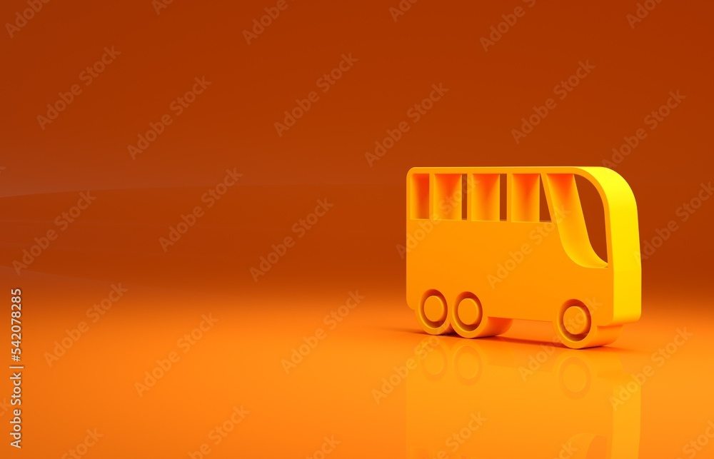 Yellow Bus icon isolated on orange background. Transportation concept. Bus tour transport. Tourism o