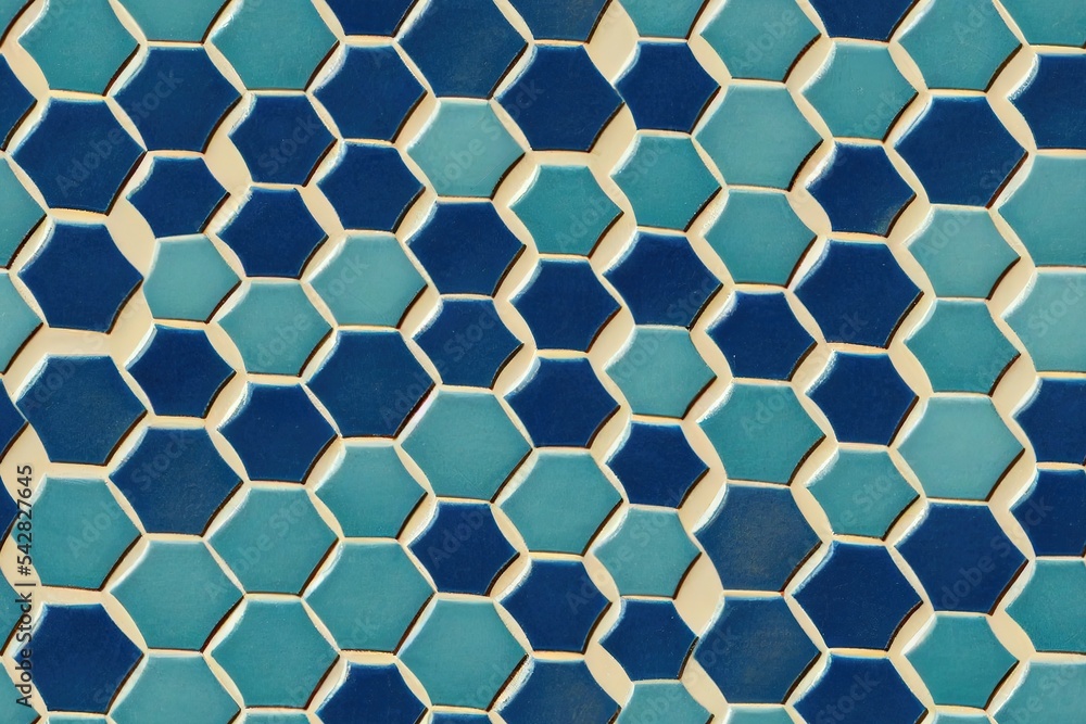 Seamless tiles background in portuguese style. Blue and white mosaic pattern. Tiles for ceramic in d