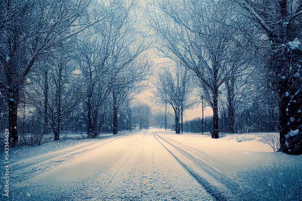 雪天白雪背景下的黑色树木。冬季道路景观。下雪。高质量ph