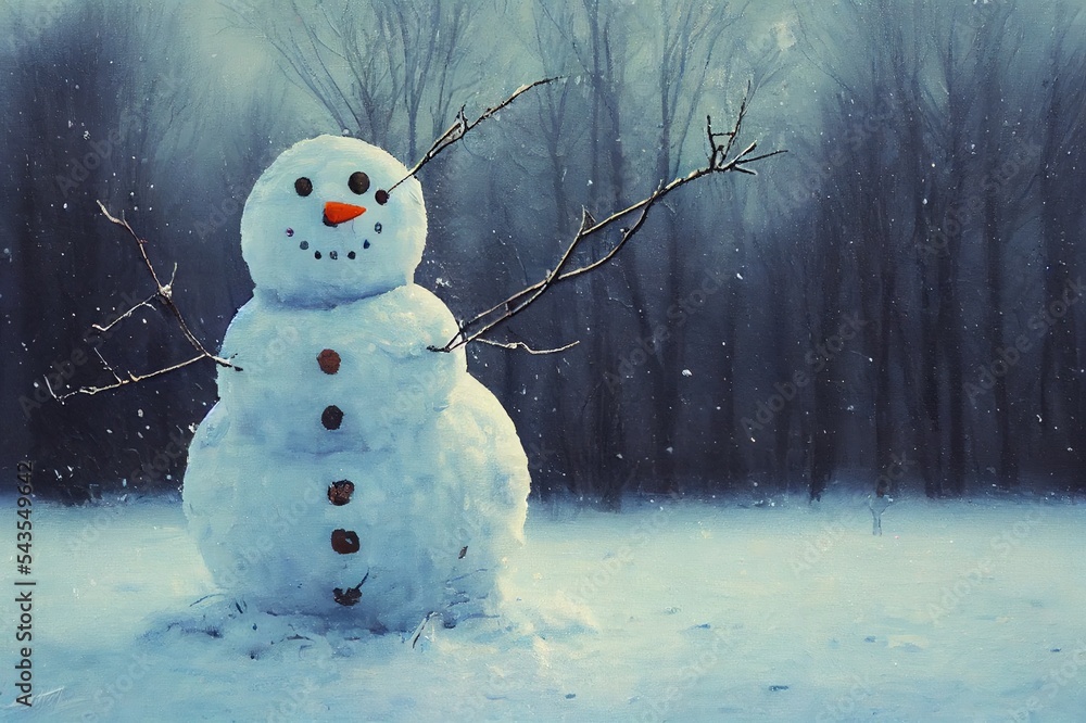 失焦冬季风景中的雪人