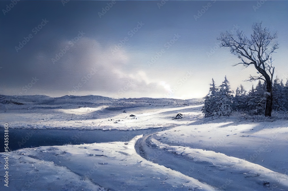 Winter landscape with snow