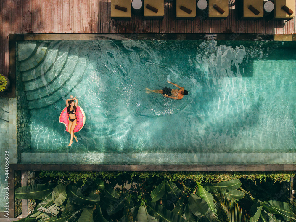 Couple enjoying holidays at luxury resort