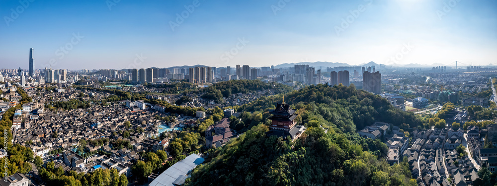 航拍江苏镇江城市景观大幅面