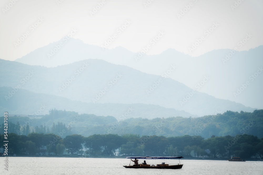 杭州西湖山水水墨画