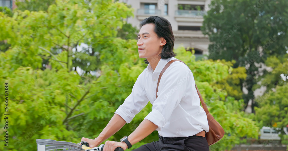 asian man commuting