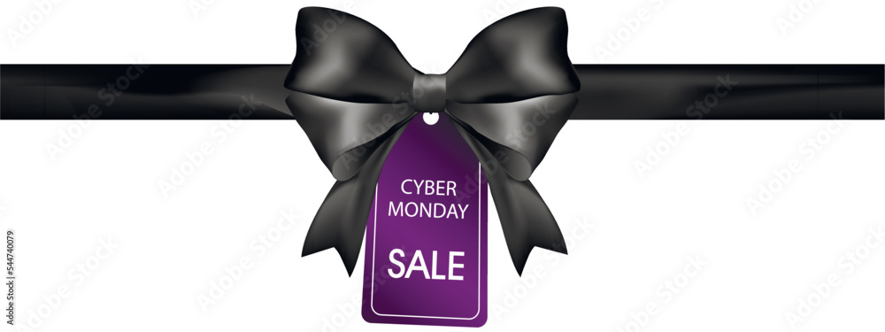 白底彩带和标签，带文字CYBER MONDAY SALE