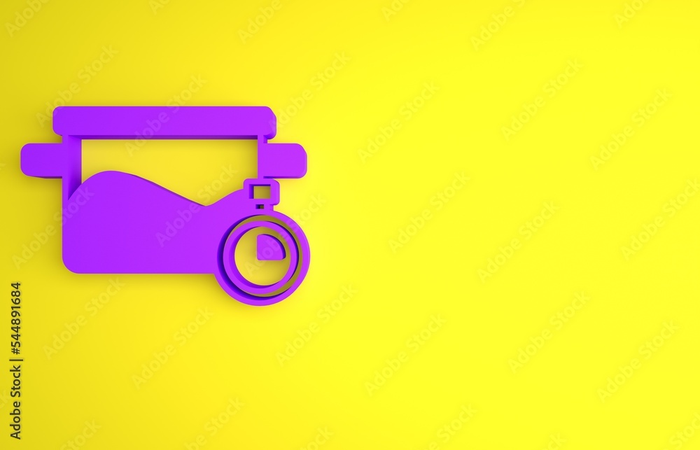 Purple Cooking pot icon isolated on yellow background. Boil or stew food symbol. Minimalism concept.