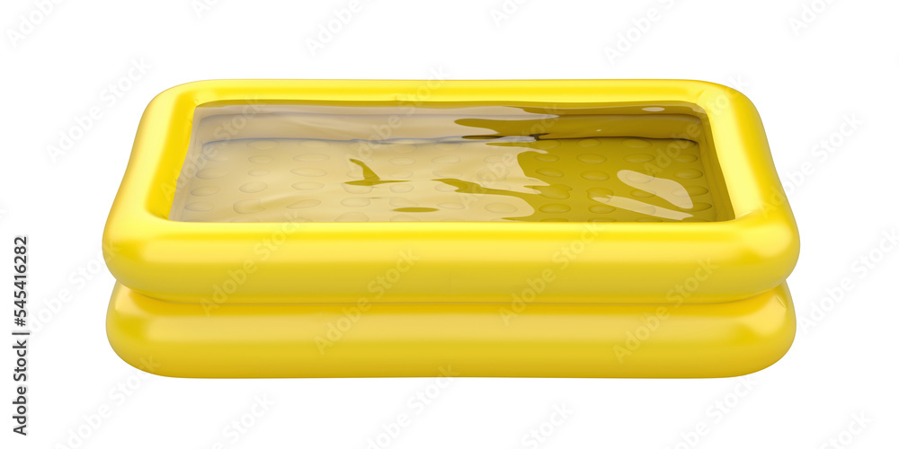 Yellow inflatable pool on transparent background