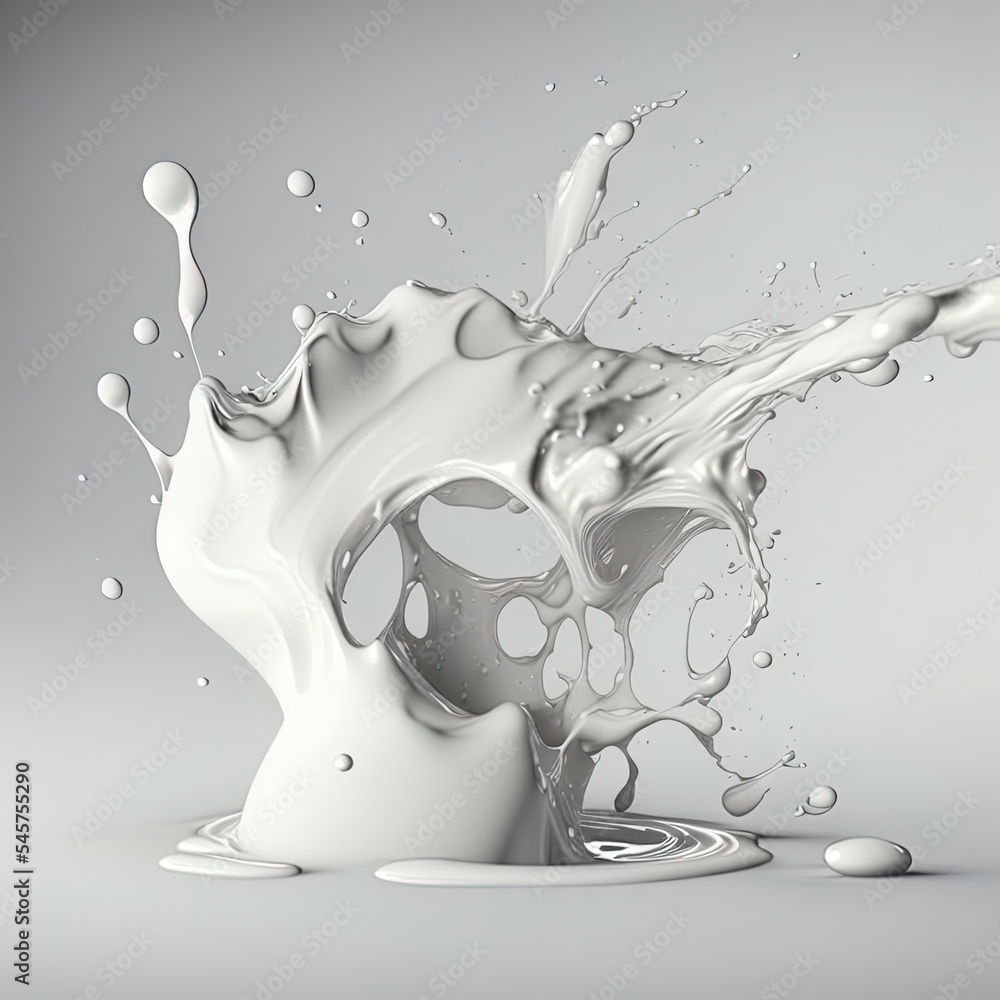 Splash of thick white liquid. 3d illustration, 3d rendering.