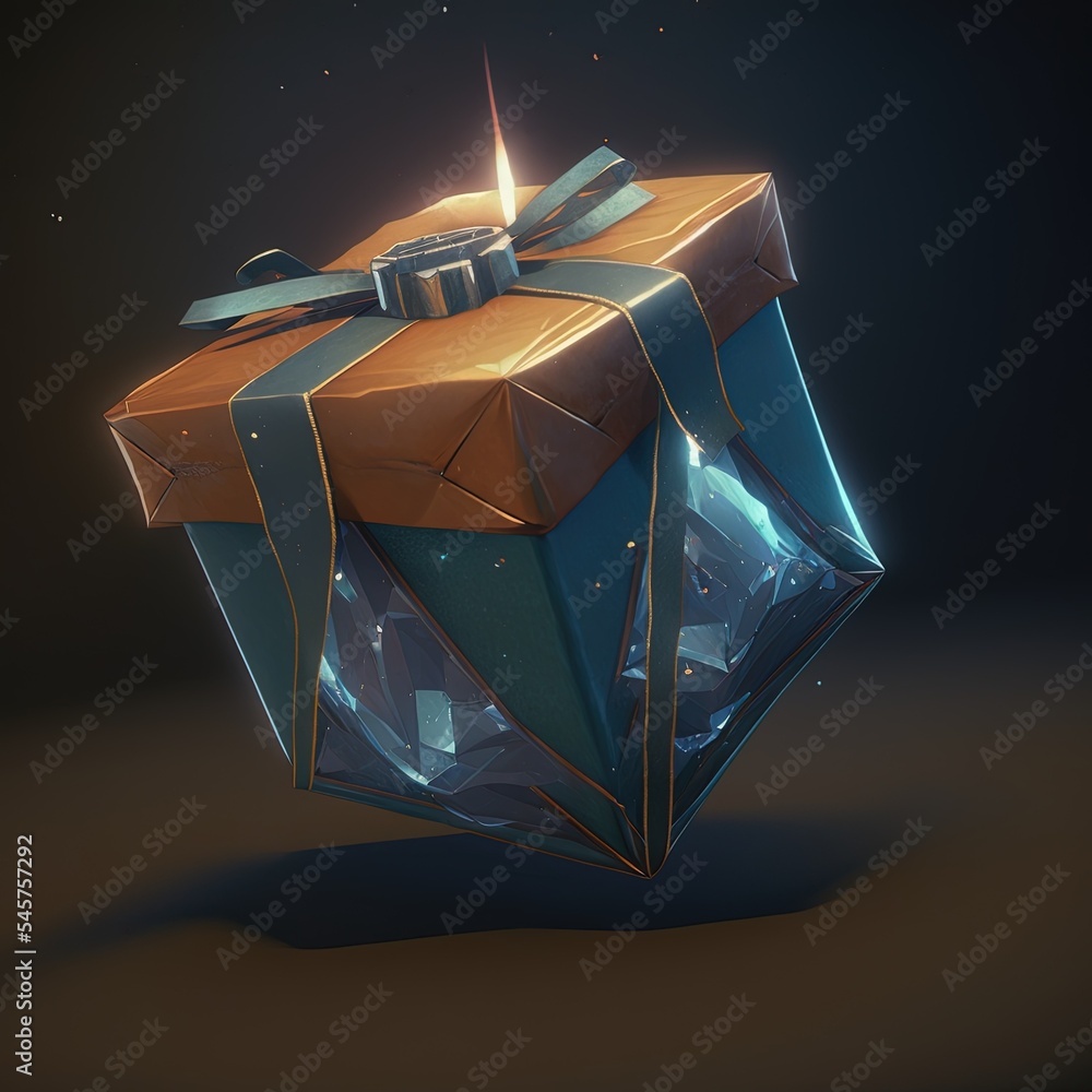 A surprise gift box wrapped with diamond