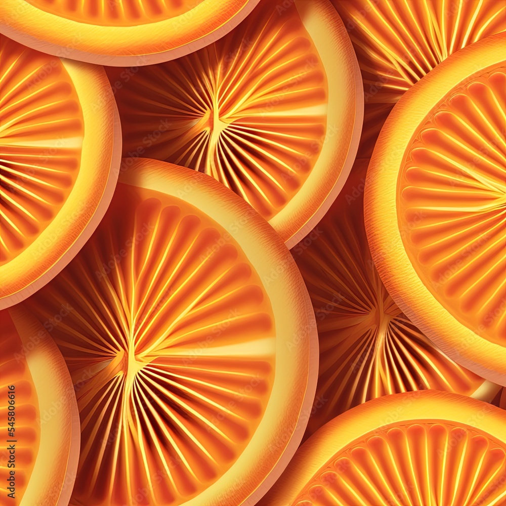 3d background illustration of slices of fresh orange