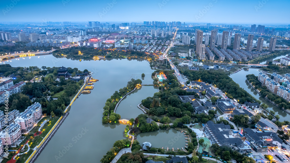 台州城市夜景大幅面航拍