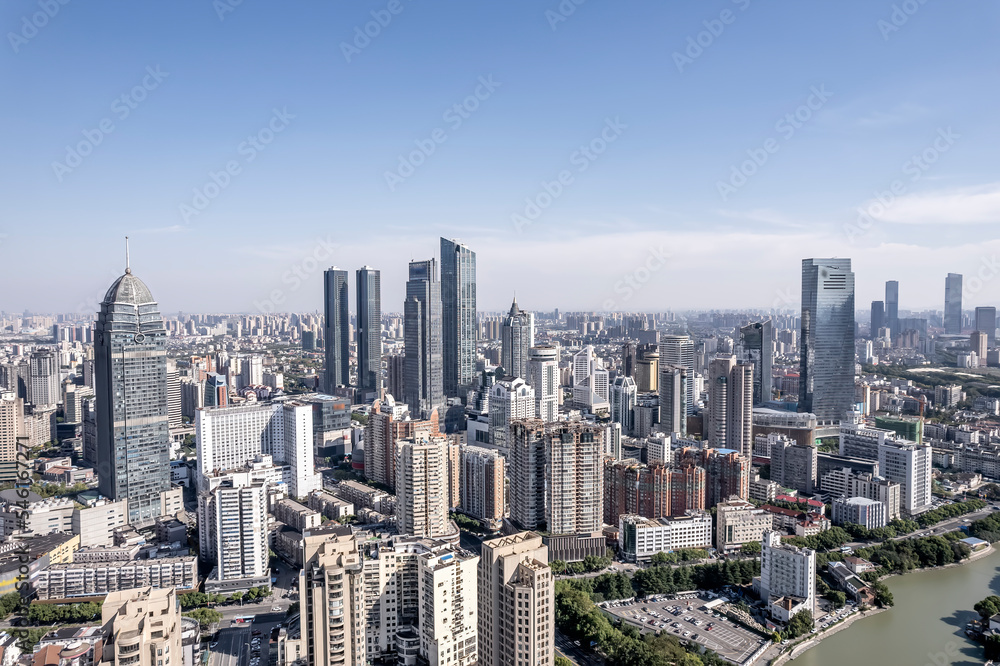 aerial photography wuxi city skyline