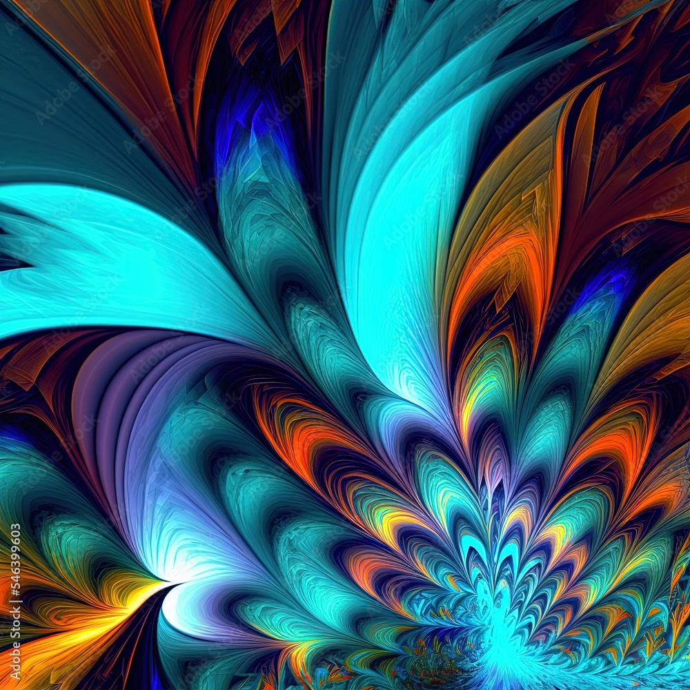 3D rendering abstract multicolor fractal background