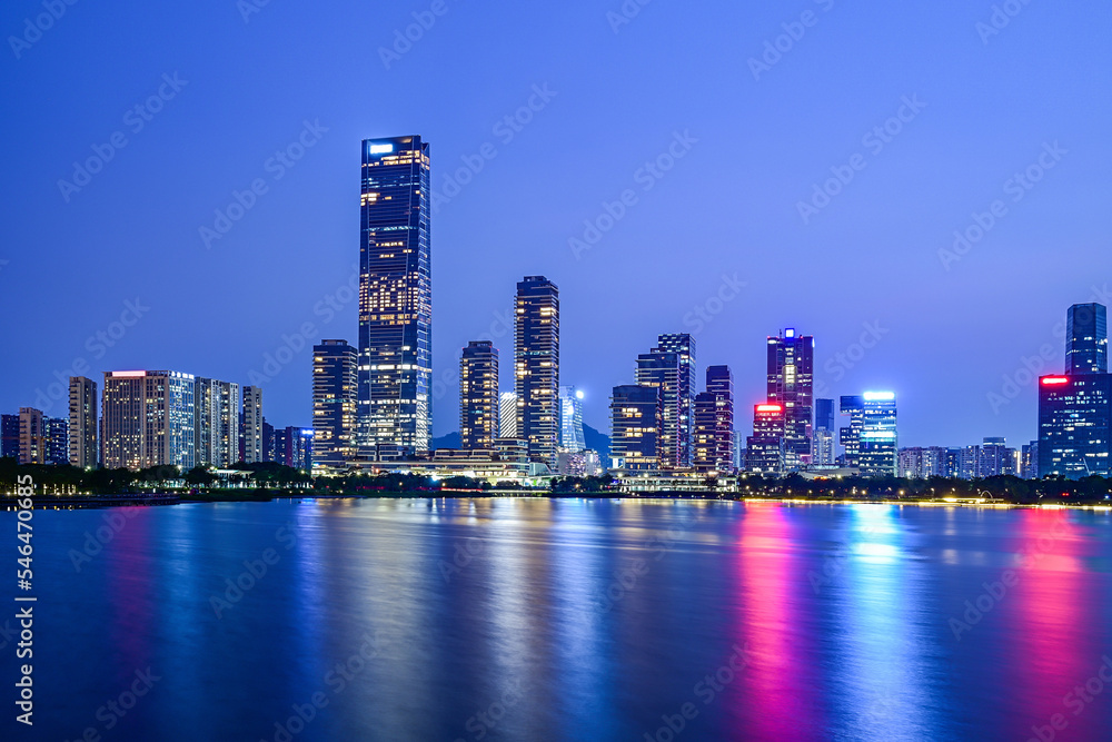 中国深圳市南山区后海中央商务区夜景