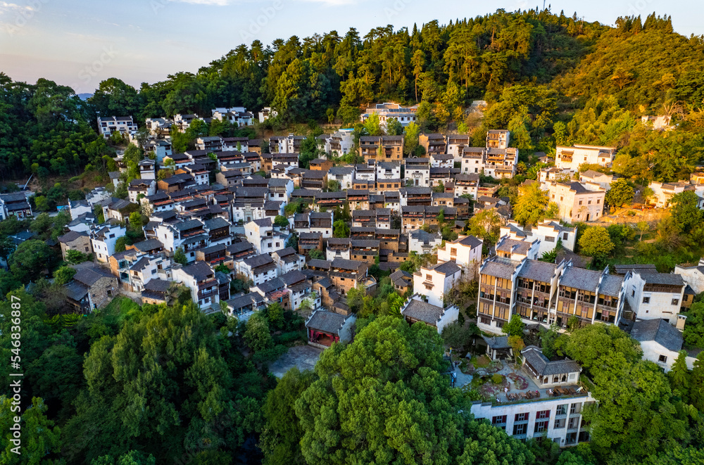 江西省婺源市黄陵风景区鸟瞰图