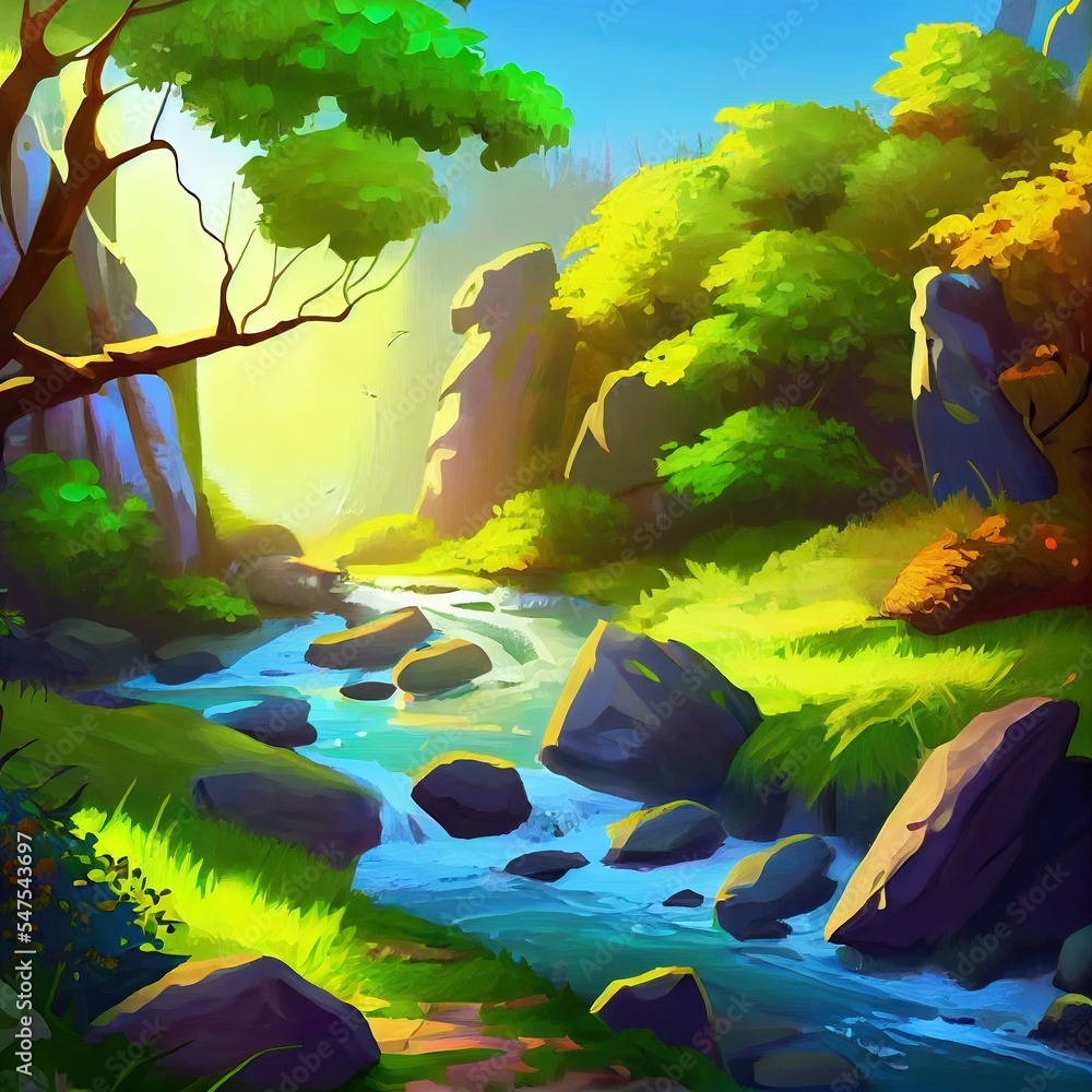 Beautiful natural environment, digital painting.