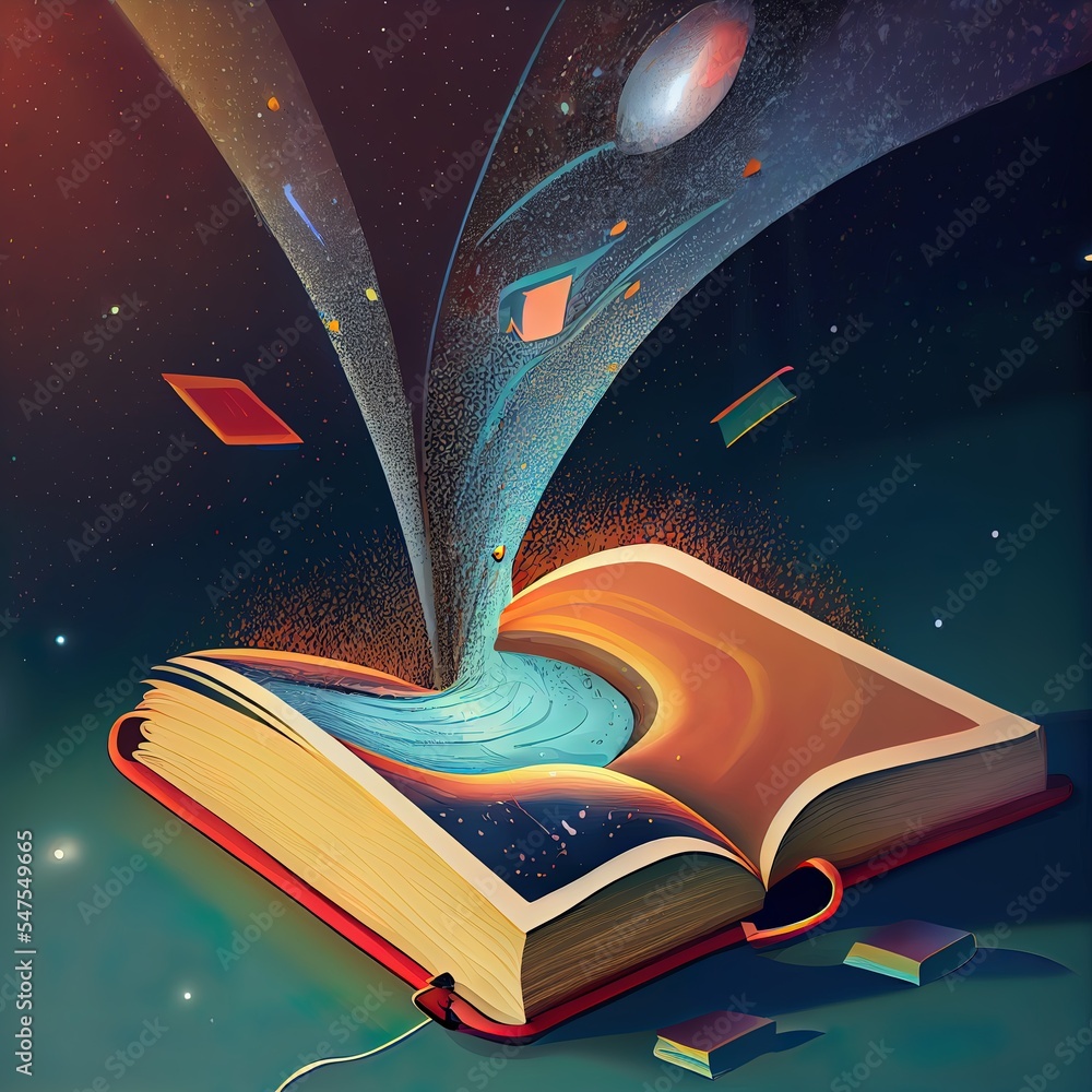 Abstract Image of an open book on top of a surface