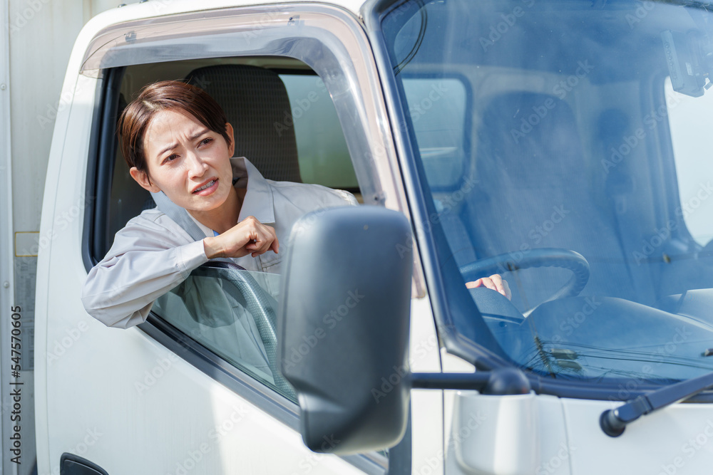 煽り運転をする女性