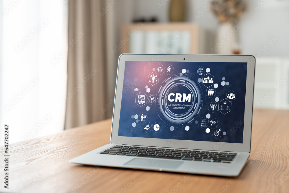 Customer relationship management system on modish computer for CRM business and enterprise