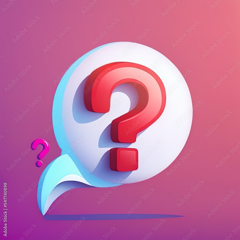 3d Speech bubble with question mark icon. Message box with question sign. FAQ symbol concept. 3d ren